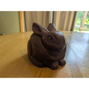 Hand Carved Wood Bunny Rabbit Vintage Folk Art Figurine